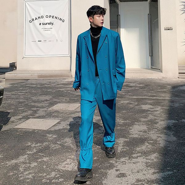 men 2 piece suits sets (jacket+pant) male streetwear vintage fashion hip hop loose casual blazer jacket suit coat stage costumes, White;black
men 2 piece suits sets (jacket+pant) male streetwear vintage fashion hip hop loose casual blazer jacket suit coat stage costumes, White;black