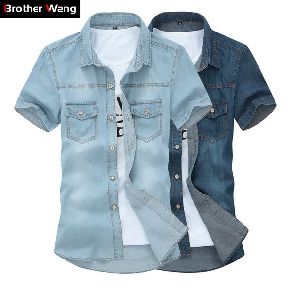 classic men's denim shirt 2019 summer new style fashion casual sky blue short sleeve slim fit cowboy shirt male brand clothes, White;black
classic men's denim shirt 2019 summer new style fashion casual sky blue short sleeve slim fit cowboy shirt male brand clothes, White;black