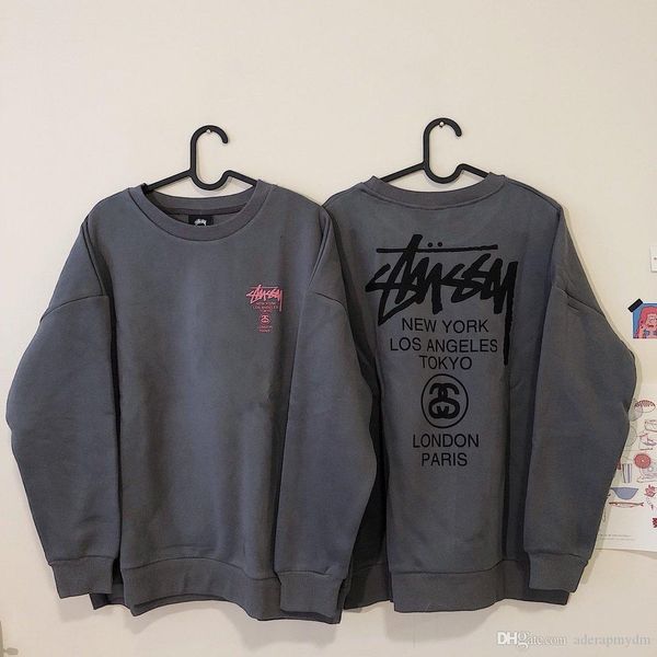 2019 new autumn and winter models stussy parade basics washed carbon gray round neck plus velvet old round neck sweater m-xl, Black
2019 new autumn and winter models stussy parade basics washed carbon gray round neck plus velvet old round neck sweater m-xl, Black
