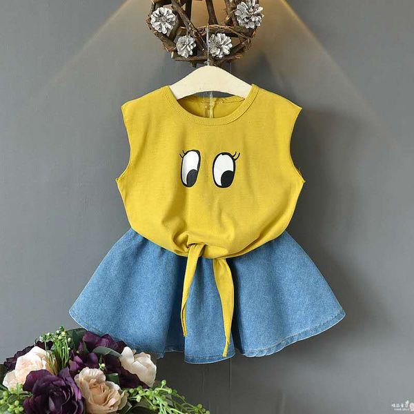 kids designer clothes girls summer clothing cartoon sleeveless t-shirt and denim skirt medium and small girls outfits, White
kids designer clothes girls summer clothing cartoon sleeveless t-shirt and denim skirt medium and small girls outfits, White