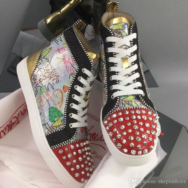 the fashion luxury women sneakers luxury party wedding high help boots for men rivet flat shoes couple models of size 13, Black
the fashion luxury women sneakers luxury party wedding high help boots for men rivet flat shoes couple models of size 13, Black