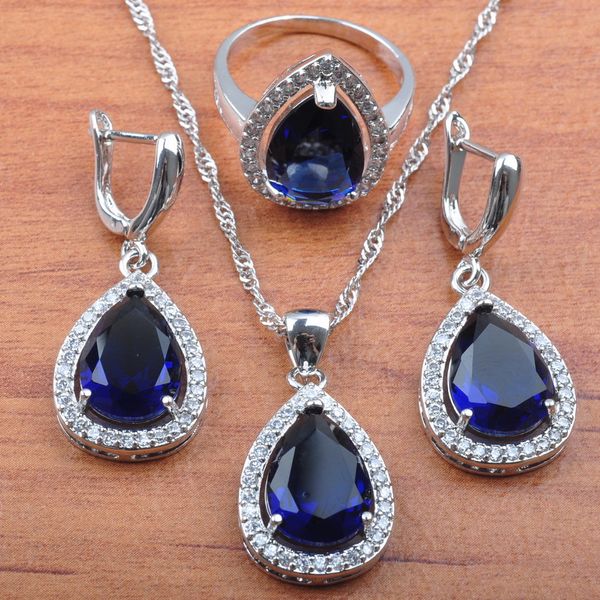classic water drop blue cubic zirconia 925 silver jewelry set party jewelry for women necklace pendant earrings ring js0105, Slivery;golden
classic water drop blue cubic zirconia 925 silver jewelry set party jewelry for women necklace pendant earrings ring js0105, Slivery;golden