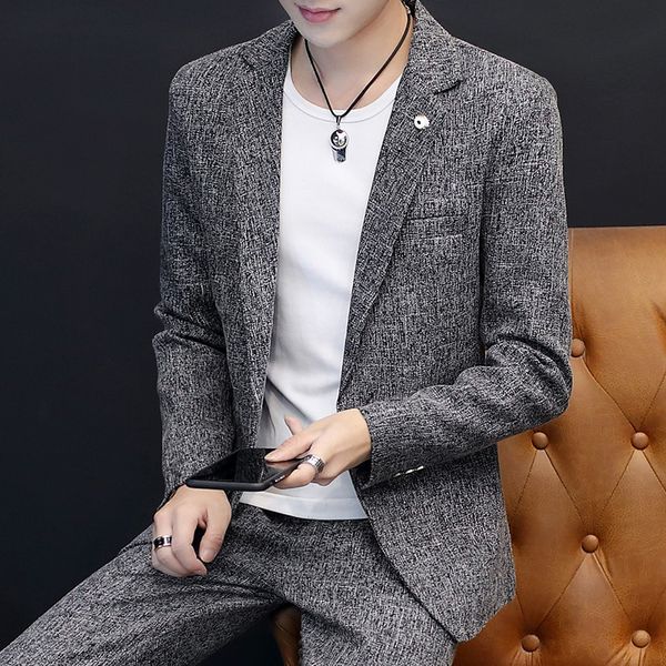 2020 men's slim-fit handsome suit youth autumn solid color imitation cotton and linen suit two pieces, White;black
2020 men's slim-fit handsome suit youth autumn solid color imitation cotton and linen suit two pieces, White;black