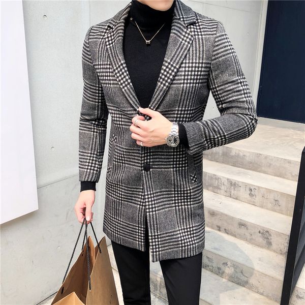 autumn winter overcoat woolen coat gray black plaid smart casual men's wool coat england middle long coats jackets slim male
autumn winter overcoat woolen coat gray black plaid smart casual men's wool coat england middle long coats jackets slim male