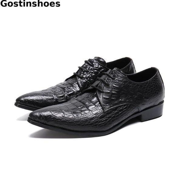 classic men leather shoes black genuine leather crocodile skin printed lace up men dress formal business shoes pointed toe lace
classic men leather shoes black genuine leather crocodile skin printed lace up men dress formal business shoes pointed toe lace