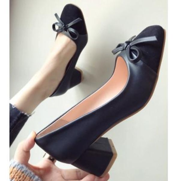 2019 bowknot suede women's shoes in spring and autumn with new style high heel coarse heel square head @154, Black
2019 bowknot suede women's shoes in spring and autumn with new style high heel coarse heel square head @154, Black