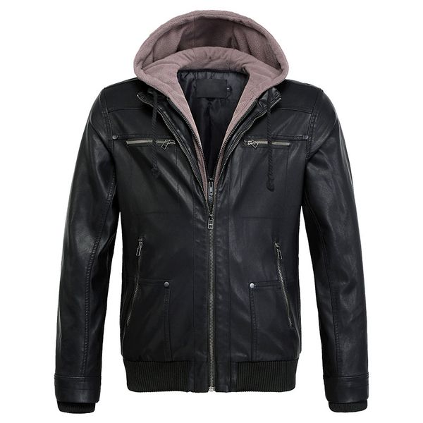 aboorun 2019 new leather hooded jacket mens hat detachable casual leather jacket black moto biker plus size male r2978
aboorun 2019 new leather hooded jacket mens hat detachable casual leather jacket black moto biker plus size male r2978