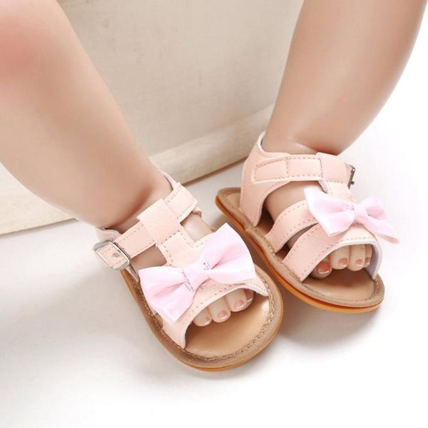 0-18 m baby girls bow pu leather breathable soft sandals, Black;red