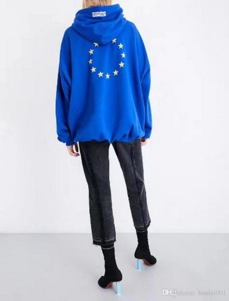 17fw vetements eu stars printed hoodies blue sweatshirts couple oversize coats hooded fashion hip hop hfwy017, Black
17fw vetements eu stars printed hoodies blue sweatshirts couple oversize coats hooded fashion hip hop hfwy017, Black