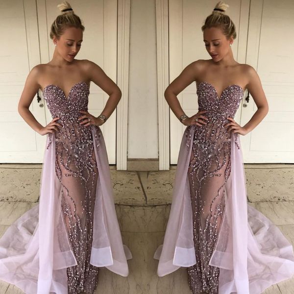 luxury light lilac prom dresses detachable skirts see through mermaid sweetheart crystal tight beaded bling spark evening gowns sheer gothic, Black
luxury light lilac prom dresses detachable skirts see through mermaid sweetheart crystal tight beaded bling spark evening gowns sheer gothic, Black