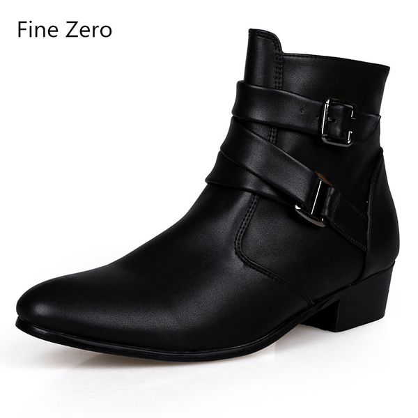 fine zero new spring autumn men pointed toe height increase ankle boots male fashion leather dress high high heels mx190819, Black 
fine zero new spring autumn men pointed toe height increase ankle boots male fashion leather dress high high heels mx190819, Black
