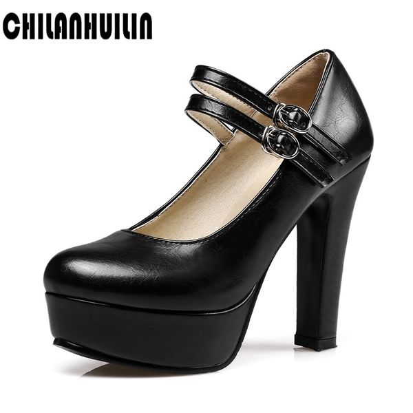 dress shoes women pumps high square heel platform retro round toe marry jeans pu leather buckle elevator summer autumn, Black
dress shoes women pumps high square heel platform retro round toe marry jeans pu leather buckle elevator summer autumn, Black