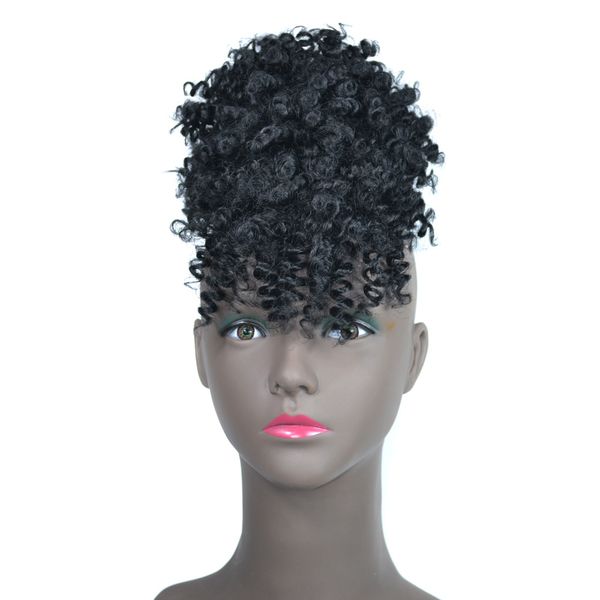 afro american women volume hair bun chignon with bangs fringe afro kinky curly hair style explosion hair extensions, Black;brown
afro american women volume hair bun chignon with bangs fringe afro kinky curly hair style explosion hair extensions, Black;brown