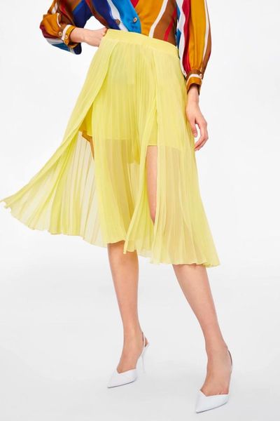 2019 summer fashion women's high waist pleated solid color chiffon split skirt skirt promotion lady yellow, Black
2019 summer fashion women's high waist pleated solid color chiffon split skirt skirt promotion lady yellow, Black