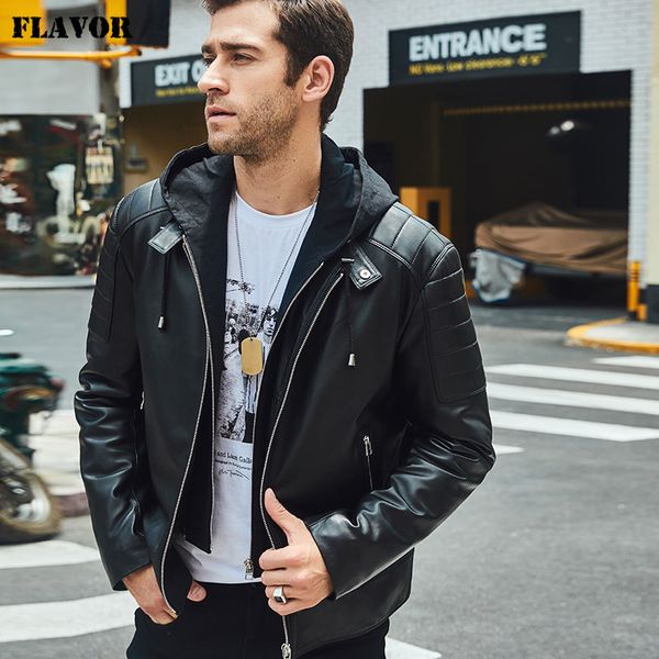flavor new men's leather motorcycle jacket black real leather jacket with removable hood
flavor new men's leather motorcycle jacket black real leather jacket with removable hood