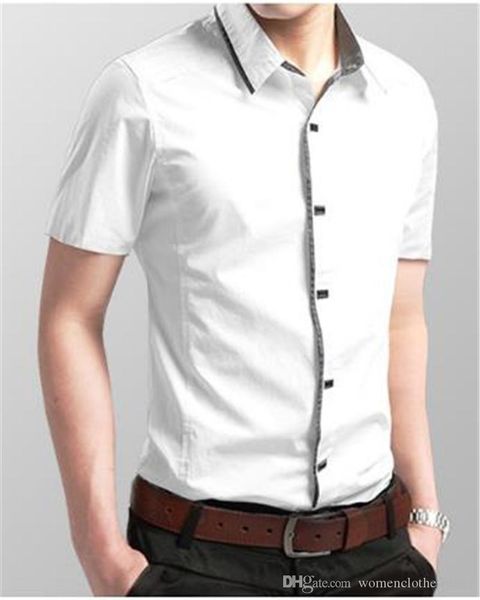 mens summer pure color shirts fashion designer casual shirts boy turn down collar short sleeve clothes, White;black
mens summer pure color shirts fashion designer casual shirts boy turn down collar short sleeve clothes, White;black
