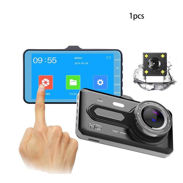

4-inch high-definition touch screen driving recorder front and rear dual-lens night vision car camera zinc alloy recorder car dvr