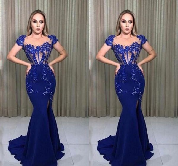 Sexy Illusion Top Red Mermaid Prom Dresses Jewel Neck Short Sleeve Sequined Special Occasion Dress Side Split Long Evening Gowns
Sexy Illusion Top Red Mermaid Prom Dresses Jewel Neck Short Sleeve Sequined Special Occasion Dress Side Split Long Evening Gowns