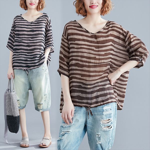 2020 summer clothes fat sister belly-covering cotton linen literary versatile t-shirt women's loose large size bat short clothing t-shi, White
2020 summer clothes fat sister belly-covering cotton linen literary versatile t-shirt women's loose large size bat short clothing t-shi, White