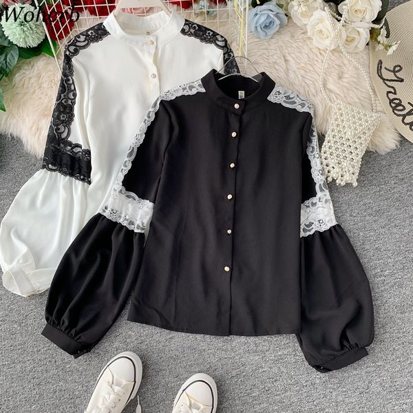 woherb lace patchwork elegant lantern sleeve blouse 2019 korean new womens fashion single breasted casual white black blusas
woherb lace patchwork elegant lantern sleeve blouse 2019 korean new womens fashion single breasted casual white black blusas