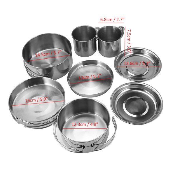8pcs camping cooker dishes cookware kit pot pan utensils stainless steel backpacking picnic cup bbq hiking outdoor tableware
8pcs camping cooker dishes cookware kit pot pan utensils stainless steel backpacking picnic cup bbq hiking outdoor tableware