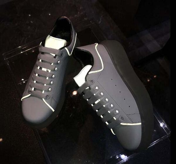 designer shoes trainers reflective 3m white leather platform luminous sole sneakers womens mens flat casual party shoes suede sneakers a3, Black
designer shoes trainers reflective 3m white leather platform luminous sole sneakers womens mens flat casual party shoes suede sneakers a3, Black
