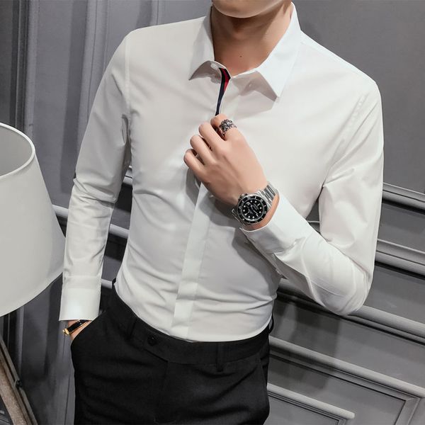 2019 new boutique fashion embroidery mens casual business long-sleeved shirt elastic slim male ribbon casual shirt large size, White;black
2019 new boutique fashion embroidery mens casual business long-sleeved shirt elastic slim male ribbon casual shirt large size, White;black