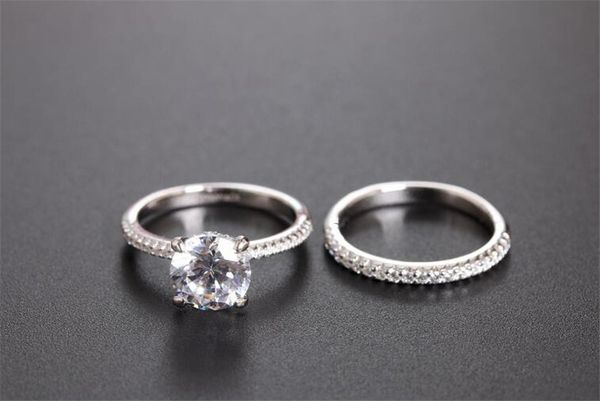 luxury diamond wedding rings designer sparkly two piece set rings for women wedding party jewelry gifts, Silver
luxury diamond wedding rings designer sparkly two piece set rings for women wedding party jewelry gifts, Silver