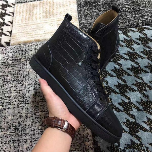 perfect quality men's leisure flat spikes high red bottom sneakers genuine leather black,white women women casual walking with box
perfect quality men's leisure flat spikes high red bottom sneakers genuine leather black,white women women casual walking with box