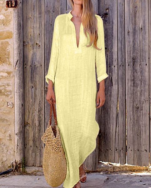 women vintage ethnic style boho dresses casual new cotton linen long sleeve maxi dress pure color v-neck split dresses, Black;gray
women vintage ethnic style boho dresses casual new cotton linen long sleeve maxi dress pure color v-neck split dresses, Black;gray