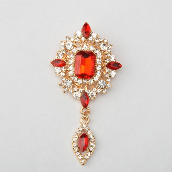 crystal rhinestone angle tears red gemstone brooch pin wedding bridal, Gray