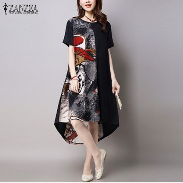 zanzea women dress 2020 summer vintage print dress casual loose o neck short sleeve irregular hem vestidos plus size, White;black
zanzea women dress 2020 summer vintage print dress casual loose o neck short sleeve irregular hem vestidos plus size, White;black