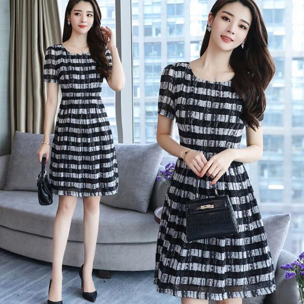 feitong лето женщины платье элегантный рукавов ползунки короткие o-образным вырезом платье vestido женский сплошной мини-вечеринку линии пла, Black;gray 
feitong лето женщины платье элегантный рукавов ползунки короткие o-образным вырезом платье vestido женский сплошной мини-вечеринку линии пла, Black;gray