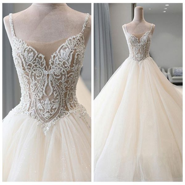 2020 luxury beaded ball gown wedding dresses spaghetti straps tulle floor length custom made wedding bridal gowns vestido de novia, White
2020 luxury beaded ball gown wedding dresses spaghetti straps tulle floor length custom made wedding bridal gowns vestido de novia, White