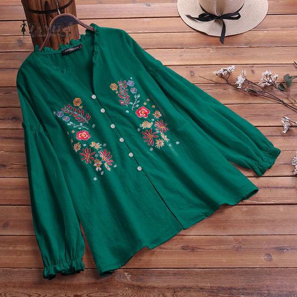 zanzea women v neck long sleeve ruffles blouse vintage embroidery floral shirt femininas cardigan robe casual blusas chemise, White
zanzea women v neck long sleeve ruffles blouse vintage embroidery floral shirt femininas cardigan robe casual blusas chemise, White