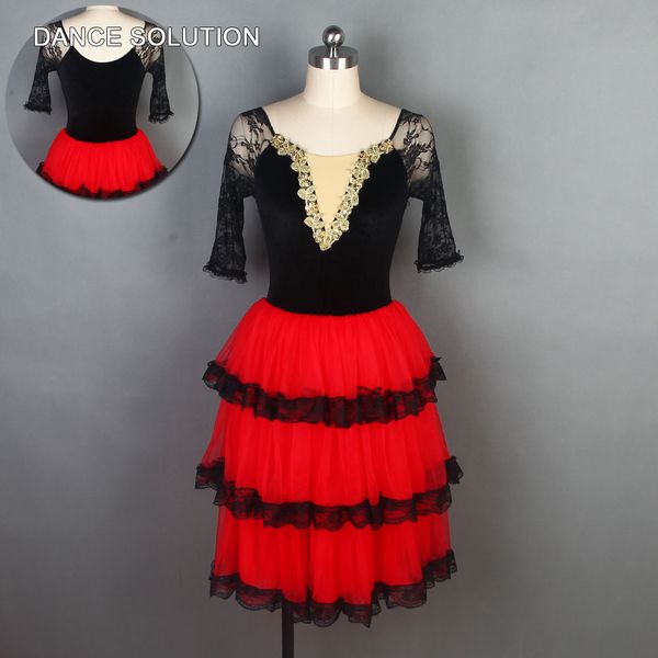 black velvet with mid-length sleeves and tulle skirt ballet tutu for woman & girl dancer stage show costume dance wear 19505, Black;red
black velvet with mid-length sleeves and tulle skirt ballet tutu for woman & girl dancer stage show costume dance wear 19505, Black;red