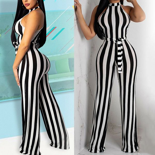 new style women jumpsuit ladies stripes clubwear playsuit bodycon party trousers sleeveless skinny halter fashion 2019, Black;white
new style women jumpsuit ladies stripes clubwear playsuit bodycon party trousers sleeveless skinny halter fashion 2019, Black;white