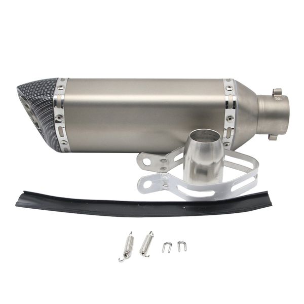 universal 1.5-2 inch inlet exhaust muffler with db killer for street/sport bike motorcycles with 38-51mm dia exhaust pipes - matte silver
universal 1.5-2 inch inlet exhaust muffler with db killer for street/sport bike motorcycles with 38-51mm dia exhaust pipes - matte silver