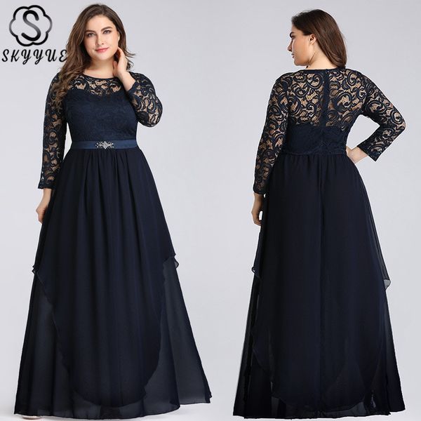 skyyue formal dresses o-neck elegant a-line three quarter sleeve evening dress 2019 solid lace chiffon long robe de soiree c458, White;black
skyyue formal dresses o-neck elegant a-line three quarter sleeve evening dress 2019 solid lace chiffon long robe de soiree c458, White;black