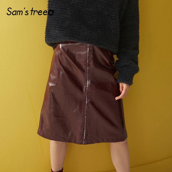 samstree burgundy solid metal zipper decoration new grunge leather women skirts 2019 autumn motor storm office ladies skirt, Black
samstree burgundy solid metal zipper decoration new grunge leather women skirts 2019 autumn motor storm office ladies skirt, Black
