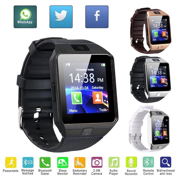 Men's Bluetooth Smart Watch DZ09 GSM Smart Watch facebook Pedometer Support Camera Pluggable SIM Card Watch