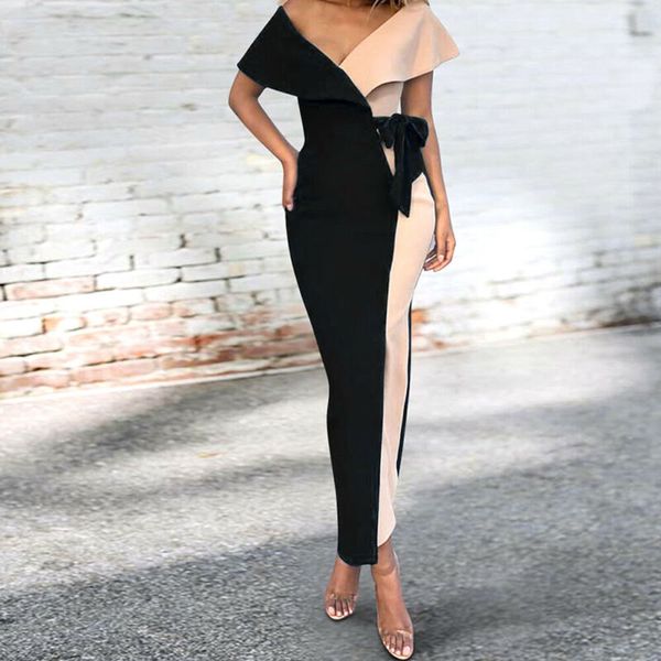 2 colors women balck beige v-neck slim patchwork off shoulder stitching bodycon party lady summer holiday dress vestido, Black;gray
2 colors women balck beige v-neck slim patchwork off shoulder stitching bodycon party lady summer holiday dress vestido, Black;gray