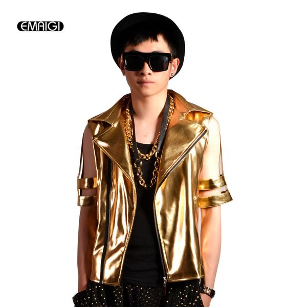 customized make stage costumes gold hollow half-sleeve male leather coat men nightclubs hip-hop punk fashion show jacket, Black
customized make stage costumes gold hollow half-sleeve male leather coat men nightclubs hip-hop punk fashion show jacket, Black