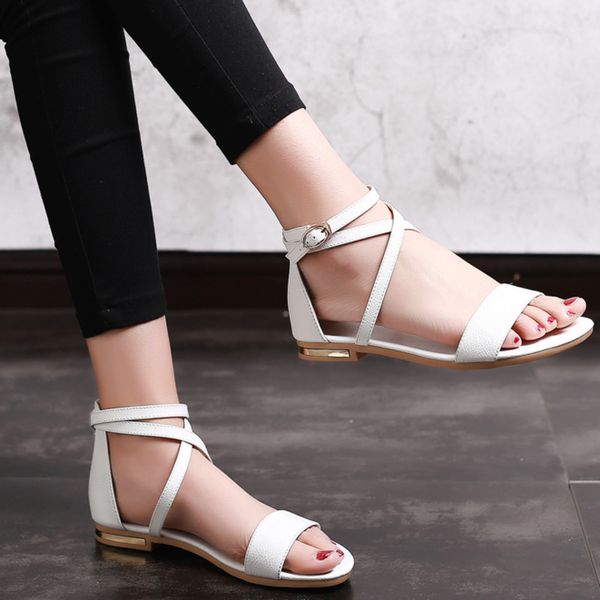 leather genuine women sandals block heel flat sandals open toe buckle summer shoes female black white size 33-46 11
leather genuine women sandals block heel flat sandals open toe buckle summer shoes female black white size 33-46 11