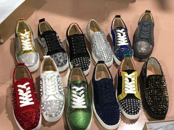 luxury designer red bottom shoes junior spikes men trainers 100% real leather suede spike crystal wedding party shoes low flats big size, Black
luxury designer red bottom shoes junior spikes men trainers 100% real leather suede spike crystal wedding party shoes low flats big size, Black