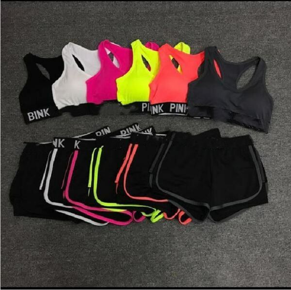 pink tracksuits pink letter sports bras shorts suits yoga gym crop shorts two-piece sports suit exercise running work out outfits g7538, Black;white
pink tracksuits pink letter sports bras shorts suits yoga gym crop shorts two-piece sports suit exercise running work out outfits g7538, Black;white