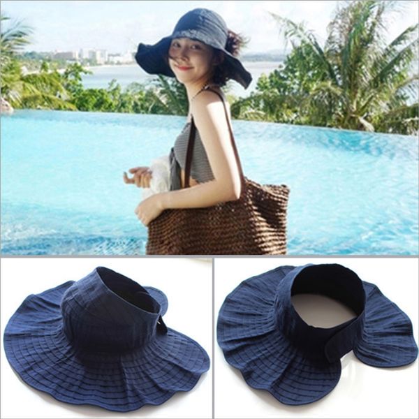 new breathable adjustable sun visor ladies sun hat foldable empty cap uv protection cloth straw hats for women summer beach, Blue;gray
new breathable adjustable sun visor ladies sun hat foldable empty cap uv protection cloth straw hats for women summer beach, Blue;gray