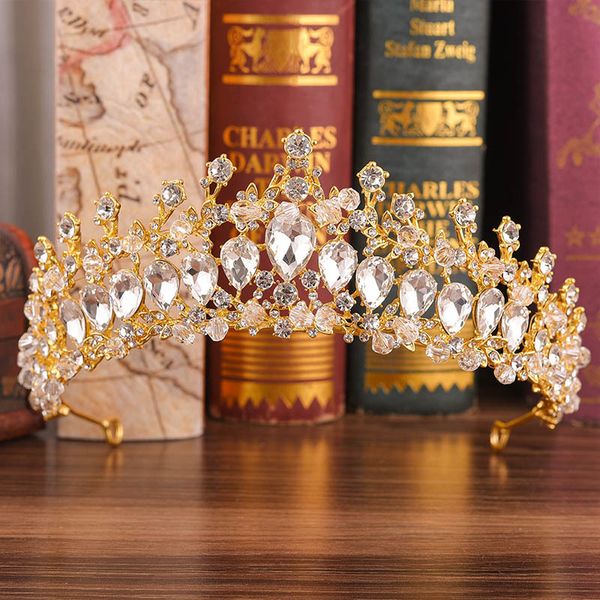 luxury crystal rhinestone water drop tiaras and crowns noiva bride diadem headpiece wedding bridal hair jewelry accessories jl, Golden;white
luxury crystal rhinestone water drop tiaras and crowns noiva bride diadem headpiece wedding bridal hair jewelry accessories jl, Golden;white