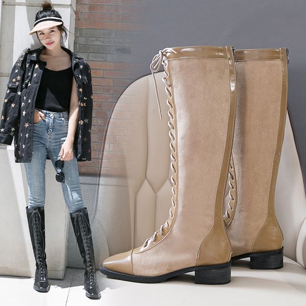 brand women's shoes bootee woman 2019 autumn boots lace up round toe thigh high heels high booties ladies back zip, Black
brand women's shoes bootee woman 2019 autumn boots lace up round toe thigh high heels high booties ladies back zip, Black