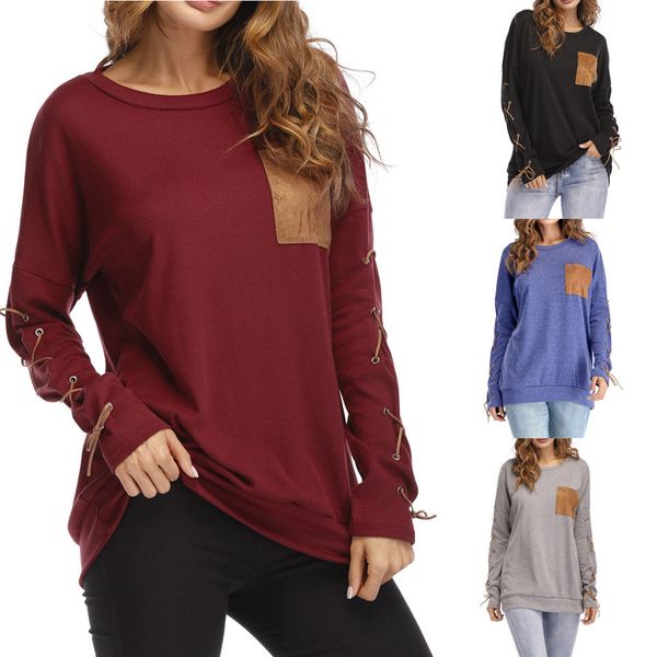 women's sweatshirt long-sleeved fashion autumn women o-neck long sleeves hand cuff strap pocket blouse with head sweatshirt, Black
women's sweatshirt long-sleeved fashion autumn women o-neck long sleeves hand cuff strap pocket blouse with head sweatshirt, Black